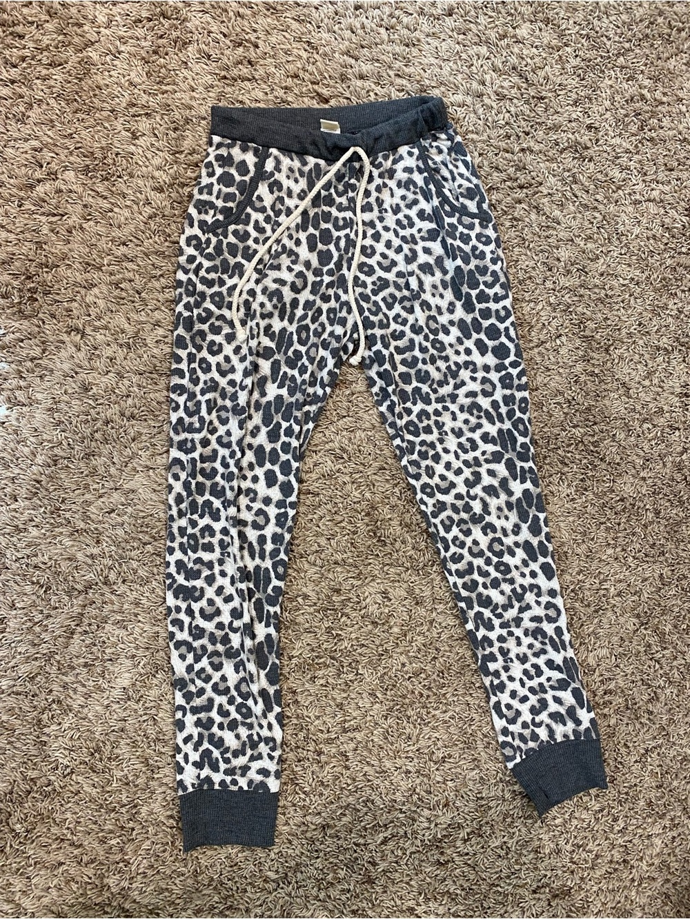 Leopard Print Jogger Pants - Black and White